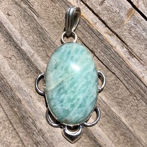 1/2 off Sale LG  Amazonite  925 Silver pendant